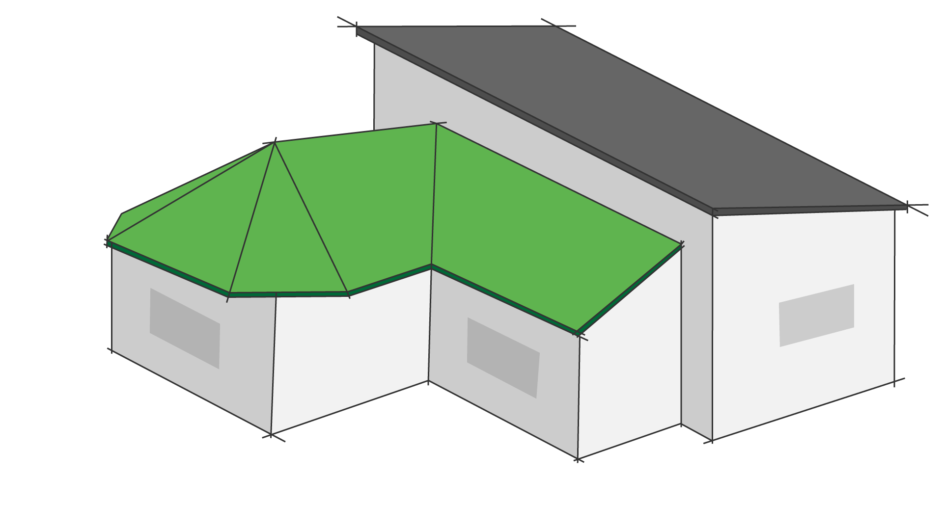 Diagram of a Victorian P Shape Roof